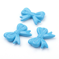 Deep Sky Blue Opaque Acrylic Beads, Bowknot, Deep Sky Blue, Size: about 36mm long, 46mm wide, 9mm thick, hole: 1mm, about 65pcs/500g