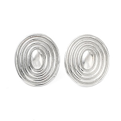 Platinum Oval Rack Plating Brass Studs Earrings for Women, Long-Lasting Plated, Lead Free & Cadmium Free, Platinum, 25x21mm