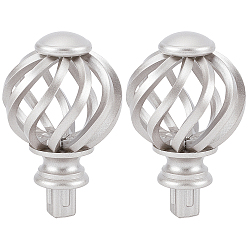 Silver Plastic Round Curtain Rod Finials, Screws Curtain Rods, Cage, Silver, 89x56mm, pin:15mm, 2pcs/set