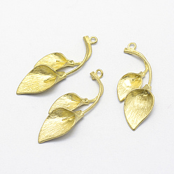 Без Покрытия Латунные подвески под залог, за половину пробурено бисера, без свинца, без кадмии и без никеля, лист, сырой (без покрытия), 38x12x4.5 мм, отверстия: 1.5 мм, штифты: 0.7 мм