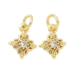 Настоящее золото 18K Латунные микро проложить кубического циркония подвески, ромб прелести, с целью перехода в кольце, долговечный, без кадмия и без свинца, стойки покрытие, реальный 18 k позолоченный, 10.5x8.5x2.5 мм, отверстие : 3 мм