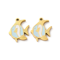 Fish 304 из нержавеющей стали шармы эмали, ионное покрытие (ip), золотые, рыба, 14x12.5x1.5 мм, отверстие : 1.2 мм