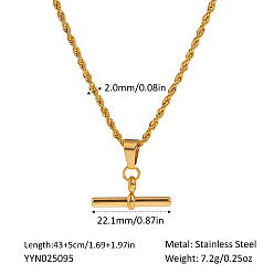 Настоящее золото 18K Европейский хип-хоп панк, подвеска-цепочка из нержавеющей стали в форме буквы Т, кубинская цепочка 18k золото