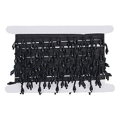 Черный 4m отделка из полиэстерового кружева, с отделкой из бисера и кисточек, тесьма для украшения домашнего текстиля, чёрные, 1~1-1/4 дюйм (24.5~32.5 мм), 4м / комплект