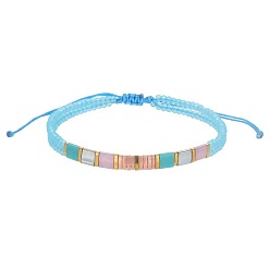 Небесно-голубой Браслеты из бисера из стеклопластика, плетеные браслеты из полиэфирного шнура для женщин, голубой, 11.02 дюйм (28 см)