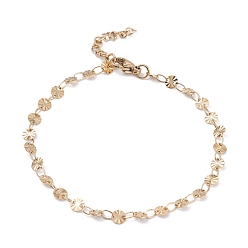 Золотой Вакуумное покрытие pvd 304 браслеты из плоских цепочек с круглыми звеньями из нержавеющей стали, с карабин-лобстерами , , золотые, 7-1/4 дюйм (18.4 см)