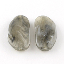 Серый Акриловые бусины, imitatin нефрита стиль, серые, 45x24x9 мм, Отверстие : 2.5 мм , около 65 шт / 500 г