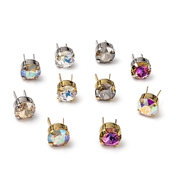 (52) Непрозрачная лаванда Латунь обувь пряжка клипы, со стеклянными стразами, для украшения сумки для обуви, кошелек аппаратные аксессуары, ромб, платиной и золотом, разноцветные, 16x11x8 мм