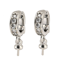 Platinum Brass Micro Pave Clear Cubic Zirconia Pendant Bail, Cadmium Free & Nickel Free & Lead Free, Platinum, 15mm