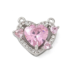 Платина Кулон из циркония, сердце прелести, стойки покрытие, долговечный, без свинца и без кадмия, платина, 13.5x16.5x5.5 мм, отверстие : 1 мм
