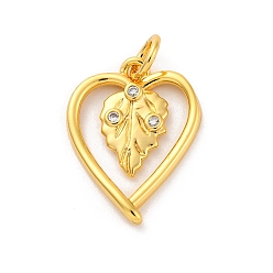 Прозрачный Латунные микро проложить кубического циркония подвески, долговечный, без свинца и без кадмия, золотые, сердце, прозрачные, 18x13.5x2 мм, отверстие : 3 мм
