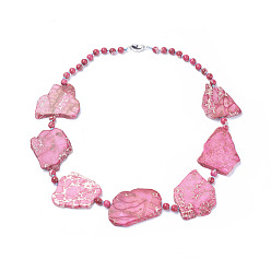 Pink Натуральный регалит / имперская яшма / морские отложения ожерелья из бисера яшмы, с медными застежками платиновый оттенок, розовые, 19.7 дюйм ~ 22 дюйм (50~56 см)