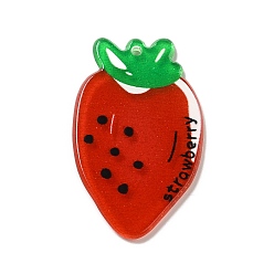 Клубника Акриловые подвески, фрукты, клубника, 40x24x2 мм, отверстие : 2 мм