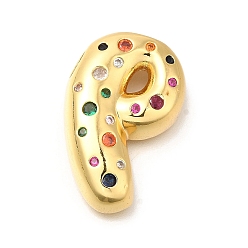 Letter P Латуни циркония кубической подвески, без кадмия, без никеля и без свинца, подвески с буквой az~z, реальный 18 k позолоченный, Письмо P, 30x20x6.5 мм, отверстие : 5x2.5 мм