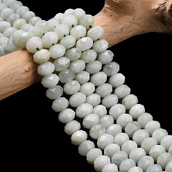 Новый Нефрит Новых природных нефрита нитей бисера, граненые, рондель, 8x5.5 мм, отверстие : 1.2 мм, около 69 шт / нитка, 15.16'' (38.5 см)
