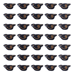 Черный 50 непрозрачные акриловые бусины, металла обвитые, птица, чёрные, 20x10x6 мм, отверстие : 1.6 мм