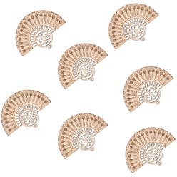 Wheat Undyed Wood Big Pendants, Fan, Wheat, 65x47x3mm, Hole: 1.8mm