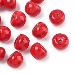 (123L) Белый крем непрозрачный блеск Бусины лэмпворк , яблоко, огнеупорный кирпич, 12~13x10 мм, отверстие : 1.6~1.8 мм