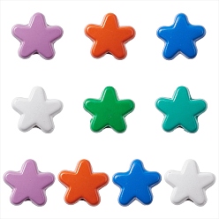 Mixed Color Spray Painted Alloy Beads, Star, Mixed Color, 7x8x3.5mm, Hole: 1~1.2mm