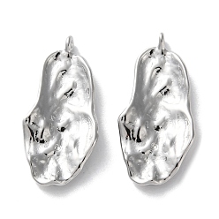 Платинированный Латунные подвески, без кадмия, без никеля и без свинца, самородки прелести, Реальная платина, 21x10x2.5 мм, отверстие : 1 мм