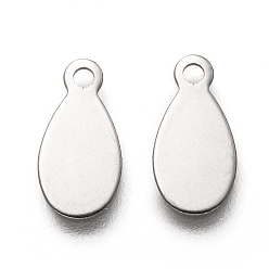 Нержавеющая Сталь Цвет Не тускнеет 201 удлинитель цепи из нержавеющей стали, штамповка пустой метки, слеза, цвет нержавеющей стали, 12x6x0.5 мм, отверстие : 1.4 мм