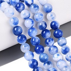 Королевский синий Нити из персидского нефрита, окрашенного натуральными красителями, гладкий круглый, королевский синий, 8~8.5 мм, отверстие : 0.9~1 мм, около 50 шт / нитка, 15.75~15.94 дюйм (40~40.5 см)