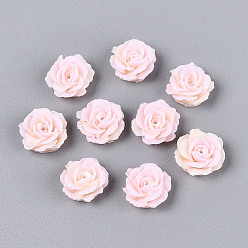 Розовый Непрозрачная смола декодирует кабошоны, цветок, туманная роза, 9~10x4~5 мм