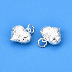 Серебро Кулон 925 кулон из стерлингового серебра, с целью перехода в кольце, сердце, серебряные, 12.5x12x5 мм, отверстие : 3 мм