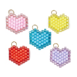 (52) Непрозрачная лаванда Бисер бисерные подвески, с целью перехода в кольце, сердце кулон, разноцветные, 14x14.5x2 мм, отверстие : 2.7 мм