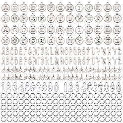 Античный Серебристый & Платиновый Буквы от A до Z и цифры 0~9 подвески из сплава в тибетском стиле, с кольца прыжок железа, старинное серебро и платина, 6x0.7 мм, внутренний диаметр: 4.5 мм