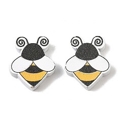 Colorful Printed Schima Wood Beads, Bees, Spray Paint, Colorful, 19x16.5x6.5mm, Hole: 2mm