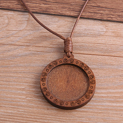 Кокосово-Коричневый Деревянная подвеска кабошон настройки, плоско-круглые, кокосового коричневый, 30 мм