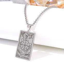 Нержавеющая Сталь Цвет Ретро хип-хоп 304 ожерелья с подвесками таро из нержавеющей стали для мужчин, цвет нержавеющей стали, 24.02 дюйм (61 см)