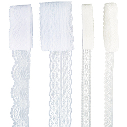 Белый 4 стили отделка из полиэстерового кружева, для шитья и художественных промыслов, разнообразные, белые, 3/4~1-3/4 дюйм (19~45 мм), 5ярды/стиль
