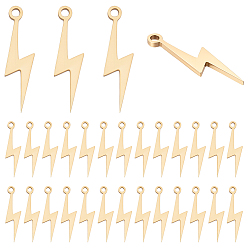 Real 18K Gold Plated 30Pcs 304 Stainless Steel Pendants, Lightning Charms, Ion Plating(IP), Real 18K Gold Plated, 20x5x1mm, Hole: 1.4mm