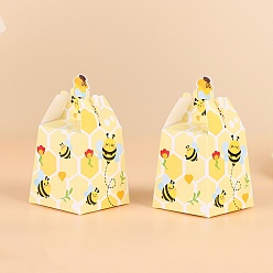 Желтый Подарочные коробки для упаковки конфет с принтом пчел, складные ящики для хранения на свадьбу, желтые, 6x6x11.5 см