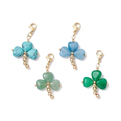 Золотой Украшения с подвесками из драгоценных камней клевера, с 304 из нержавеющей стали Lobster Claw застежками, золотые, 46 мм