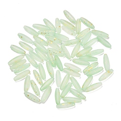 Светло-зеленый Матовые стеклянные бусины, рис, золотой фольгой, светло-зеленый, 21.5x6.5 мм, отверстие : 1.4 мм, Около 915 шт / 1000 г