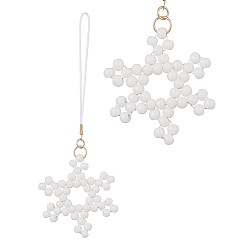 Снежинка Рождественские украшения из бисера из стеклянных семян, плетеные подвесные украшения из нейлоновой нити, снежинка, 115 мм