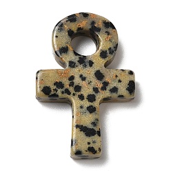 Далматинских Джаспер Природные яшмы далматин подвески, анкх крест прелести, 29.5~30x20x5~5.5 мм, отверстие : 5 мм