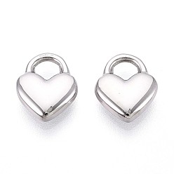 Нержавеющая Сталь Цвет 304 прелести нержавеющей стали, подвеска в виде замка в виде сердца, анти-тускнение, цвет нержавеющей стали, 11x9x3 мм, отверстие : 3x3.5 мм