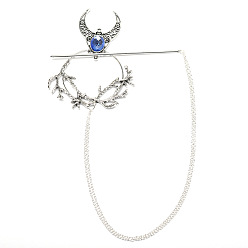 Синий Сплав дамские вилки для волос, аксессуары для волос для женщин и девочек, синие, 125x110 мм