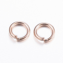 Rose Gold 304 Stainless Steel Jump Rings, Open Jump Rings, Rose Gold, 21 Gauge, 4.5x0.7mm, Inner Diameter: 3.1mm