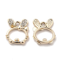 Золотой Подвески из сплава с ультрафиолетовым покрытием, с кристально горный хрусталь, кролика прелести, золотые, 15.5x13.5x2.5 мм, отверстие : 2 мм