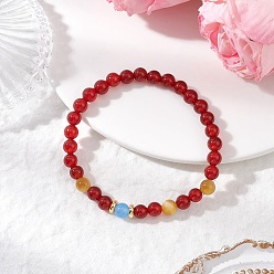 Красный Агат Природного сердолика, тигровый глаз стрейч браслеты, внутренний диаметр: 2~2-1/8 дюйм (5.2~5.4 см)