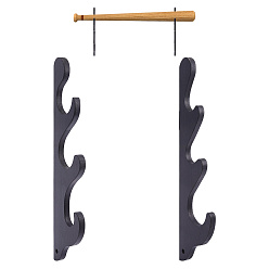 Черный 3 деревянные настенные стенды для бейсбольной биты, с самоклеящимися войлочными подушечками, чёрные, 1x35x9 см, 2 шт / комплект