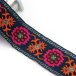 Koralle Flache Stickerei-Polyesterbänder im Ethno-Stil, Jacquardband, Bekleidungszubehör, Koralle, 2 Zoll (50 mm), ca. 7.66 Yards (7 m)/Stk