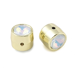 Peridot Rack Plating Alloy Beads, with Rhinestone, Tube, Peridot, 11x11mm, Hole: 1.6mm