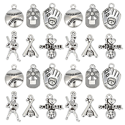 Mixed Shapes 120 шт 6 стили подвески из сплава в тибетском стиле, спортивные темы подвески, разнообразные, 18~25x10~19x3~6 мм, отверстие : 1.2~2.5 мм, 20 шт / стиль