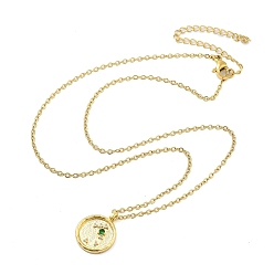 Дева 304 плоские круглые подвески из нержавеющей стали с кубическим цирконием в виде созвездия, кабель ожерелья цепи, золотые, Дева, 15.35 дюйм (39 см)